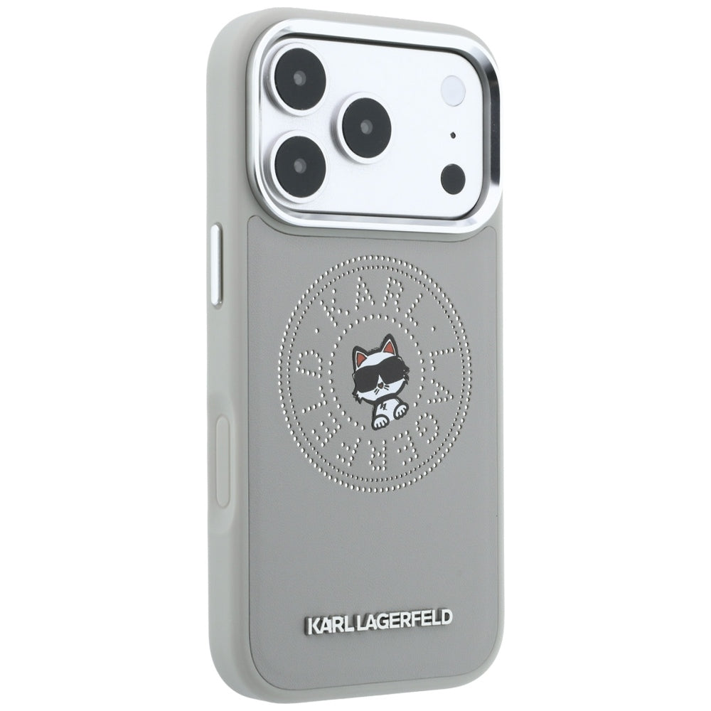 Funda MagSafe para Apple iPhone 18 Pro Max / 17 Pro Max, Karl Lagerfeld, Point and Choupette Sketch, Gris
