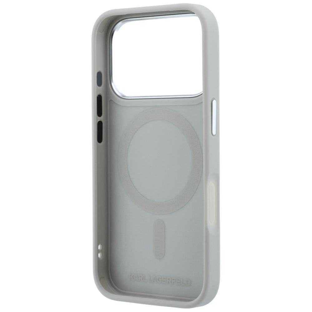 Funda MagSafe para Apple iPhone 18 Pro Max / 17 Pro Max, Karl Lagerfeld, Point and Choupette Sketch, Gris