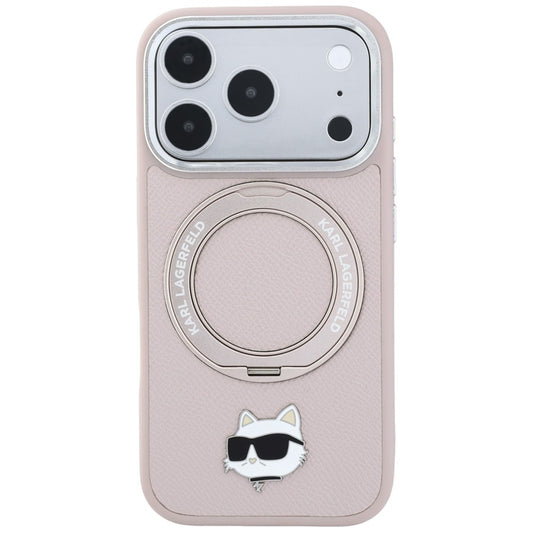 Funda MagSafe para Apple iPhone 18 Pro Max / 17 Pro Max, Karl Lagerfeld, Ring Stand 360 Choupette Pin, rosa