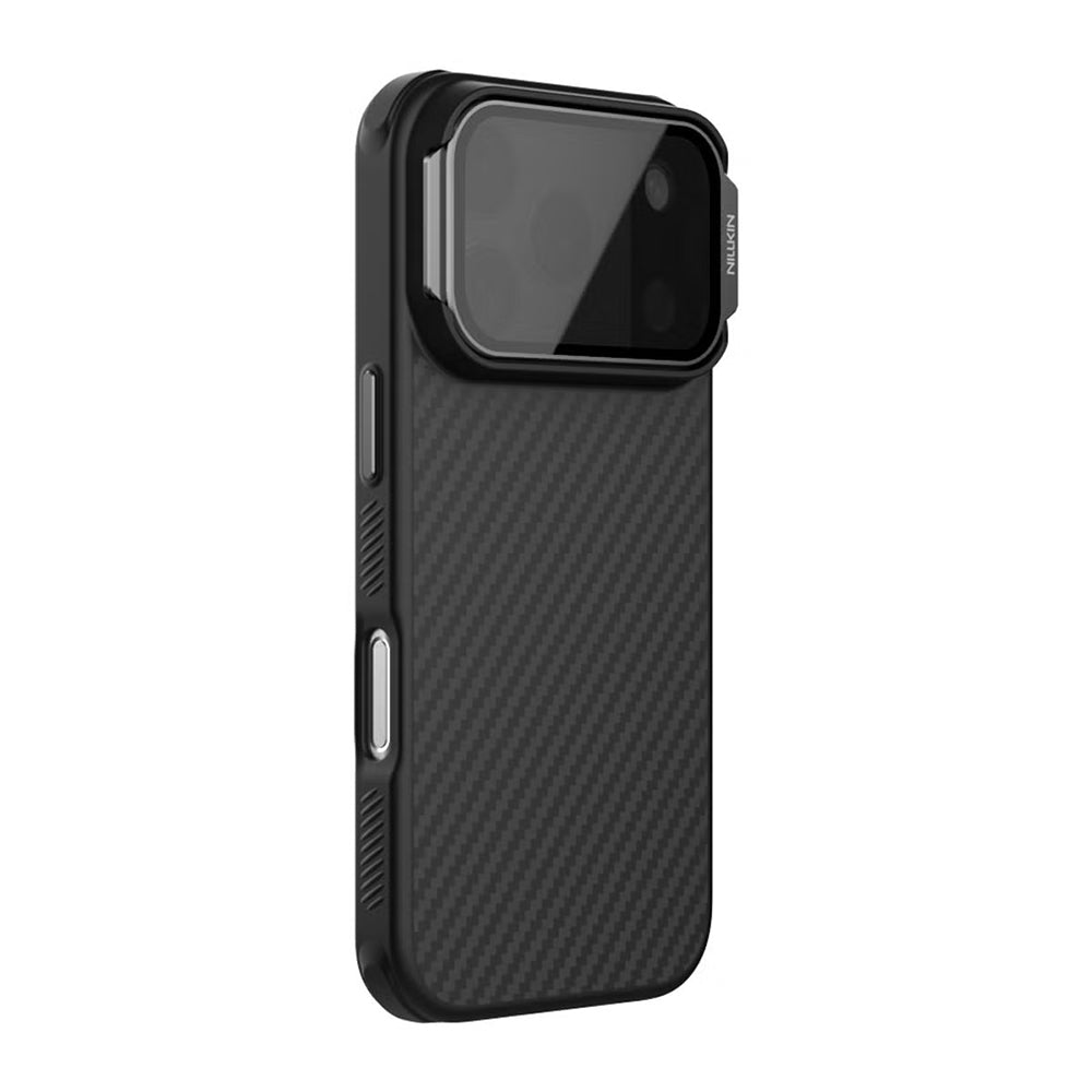 Funda MagSafe para Apple iPhone 18 Pro Max / 17 Pro Max, Nillkin, CarboProp con cubierta de lente negra transparente, Negra