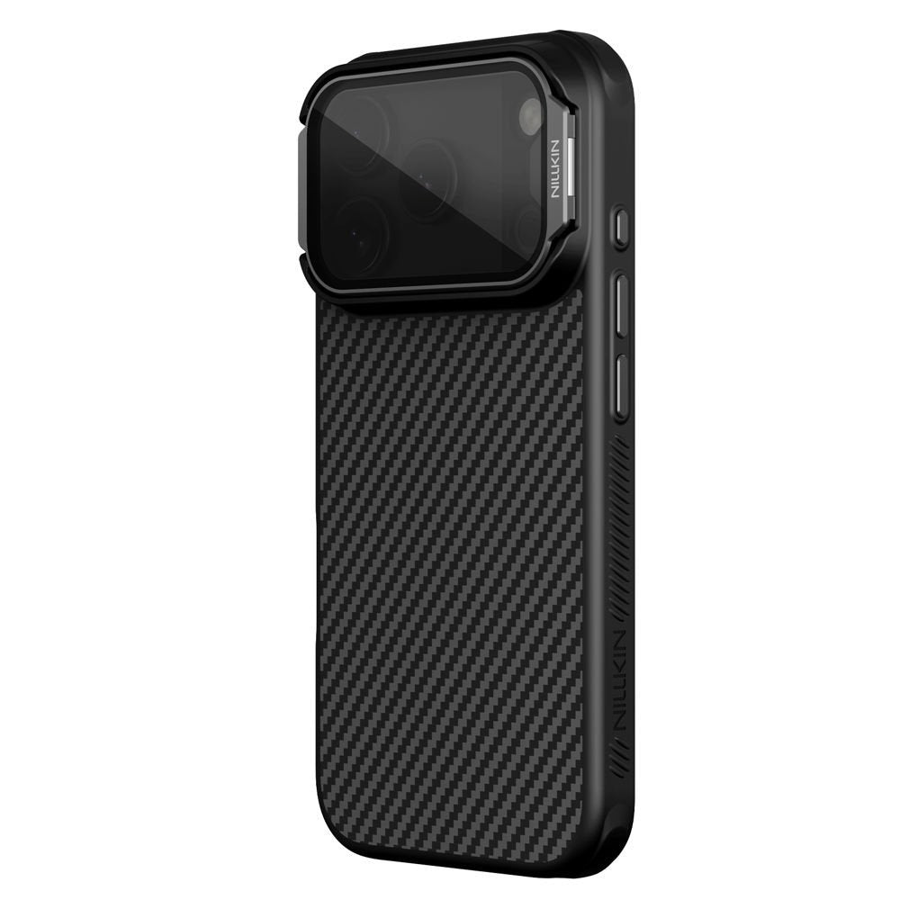 Funda MagSafe para Apple iPhone 18 Pro Max / 17 Pro Max, Nillkin, CarboProp con cubierta de lente negra transparente, Negra