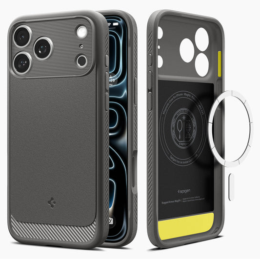 Funda MagSafe para Apple iPhone 18 Pro Max / 17 Pro Max, Spigen, Rugged Armor, Gris ACS12110
