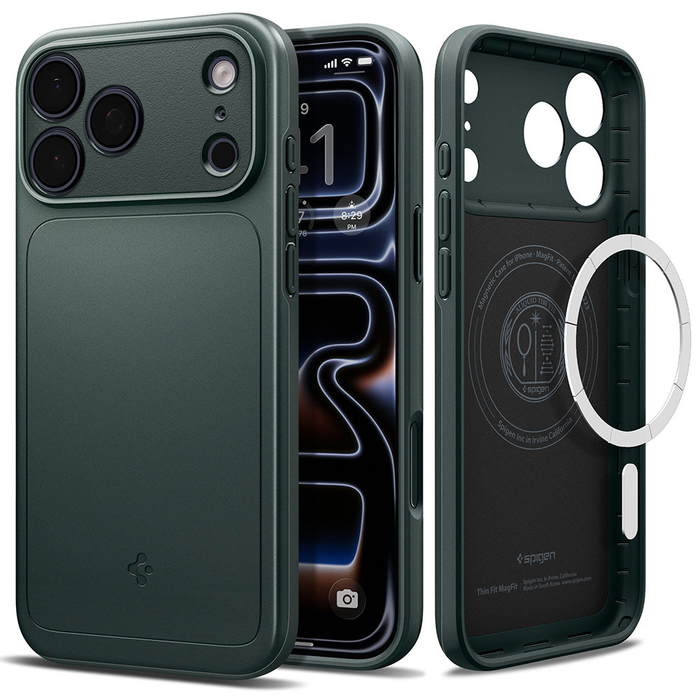Funda MagSafe para Apple iPhone 18 Pro Max / 17 Pro Max, Spigen, Thin Fit, Verde ACS12106