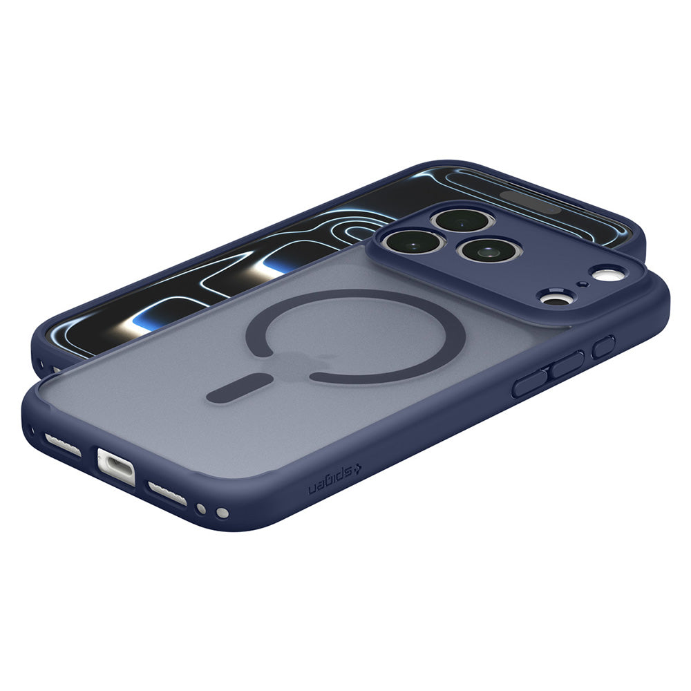 Funda MagSafe para Apple iPhone 18 Pro Max / 17 Pro Max, Spigen, Ultra Hybrid, Azul Marino Satinado ACS11918