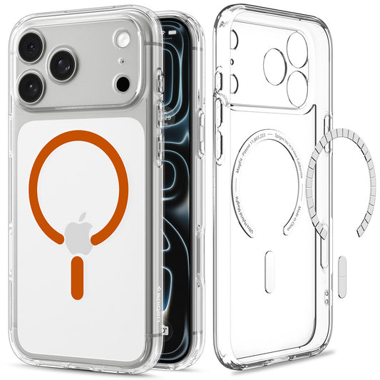 Funda MagSafe para Apple iPhone 18 Pro Max / 17 Pro Max, Spigen, Ultra Hybrid, Transparente Naranja ACS12122