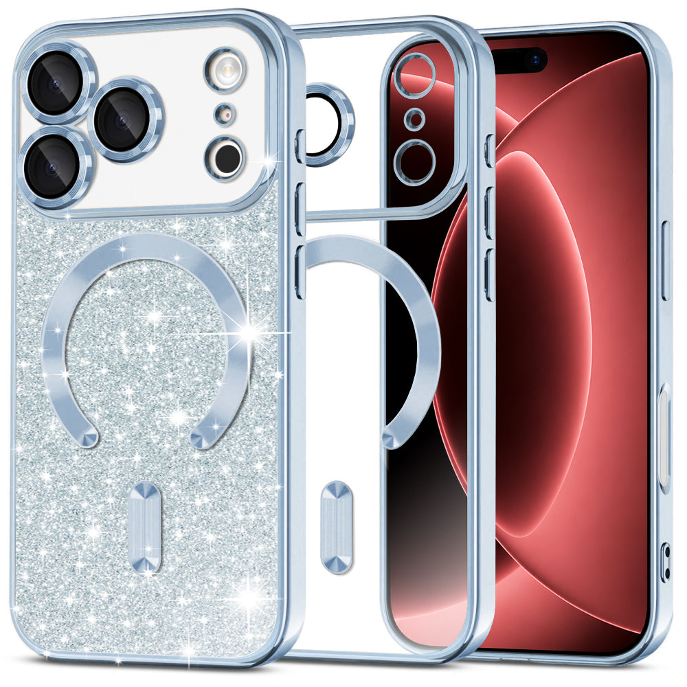 Funda MagSafe para Apple iPhone 18 Pro Max / 17 Pro Max, Techsuit, Luxury Glitter, Azul