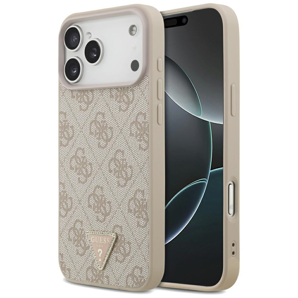 Funda MagSafe para Apple iPhone 18 Pro Max, Guess, 4G Triangle Strass, Rosa