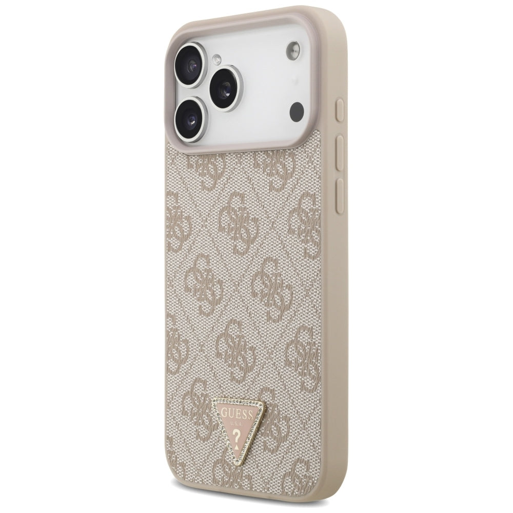 Funda MagSafe para Apple iPhone 18 Pro Max, Guess, 4G Triangle Strass, Rosa
