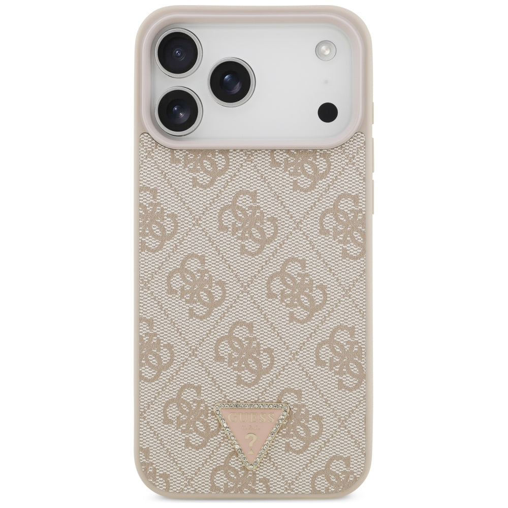 Funda MagSafe para Apple iPhone 18 Pro Max, Guess, 4G Triangle Strass, Rosa