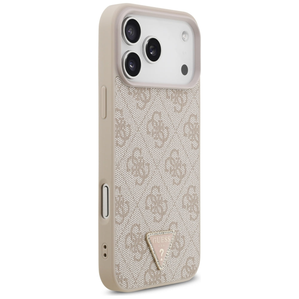 Funda MagSafe para Apple iPhone 18 Pro Max, Guess, 4G Triangle Strass, Rosa