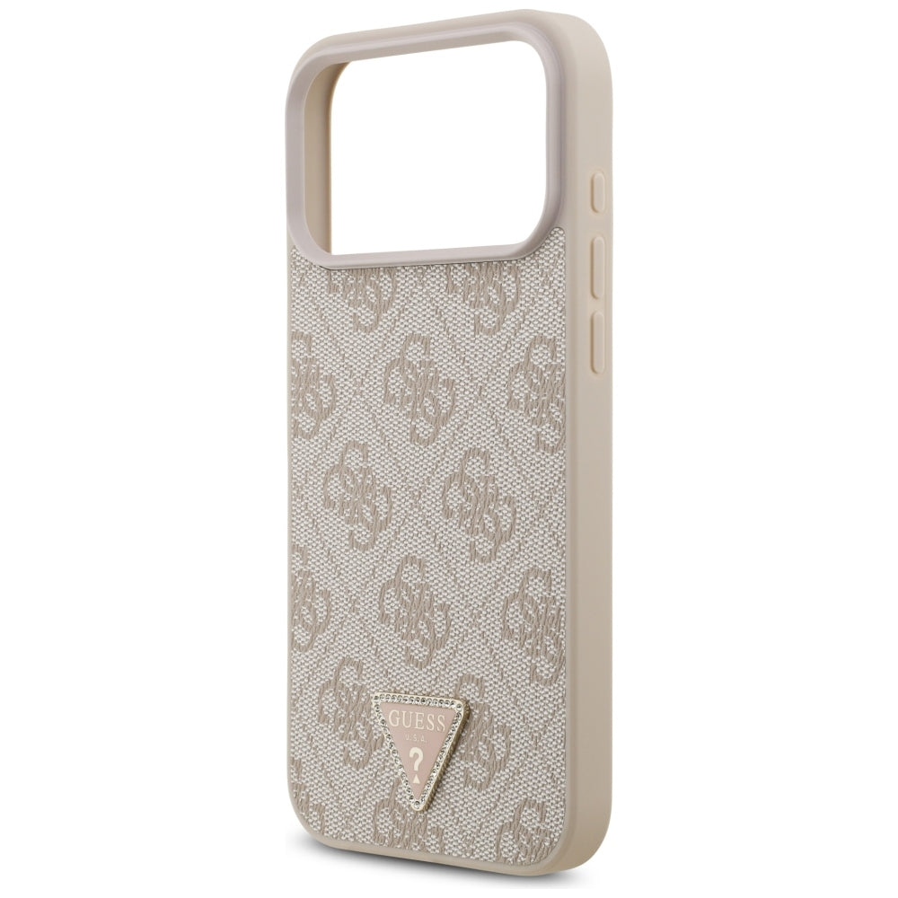 Funda MagSafe para Apple iPhone 18 Pro Max, Guess, 4G Triangle Strass, Rosa