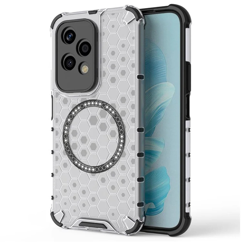 Funda MagSafe para Honor 200 Lite, Techsuit, HoneyComb Shield, Blanca