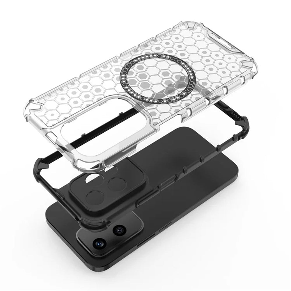 Funda MagSafe para Honor 200 Lite, Techsuit, HoneyComb Shield, Blanca
