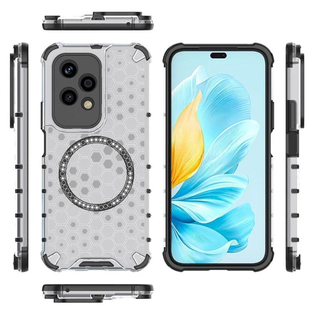 Funda MagSafe para Honor 200 Lite, Techsuit, HoneyComb Shield, Blanca