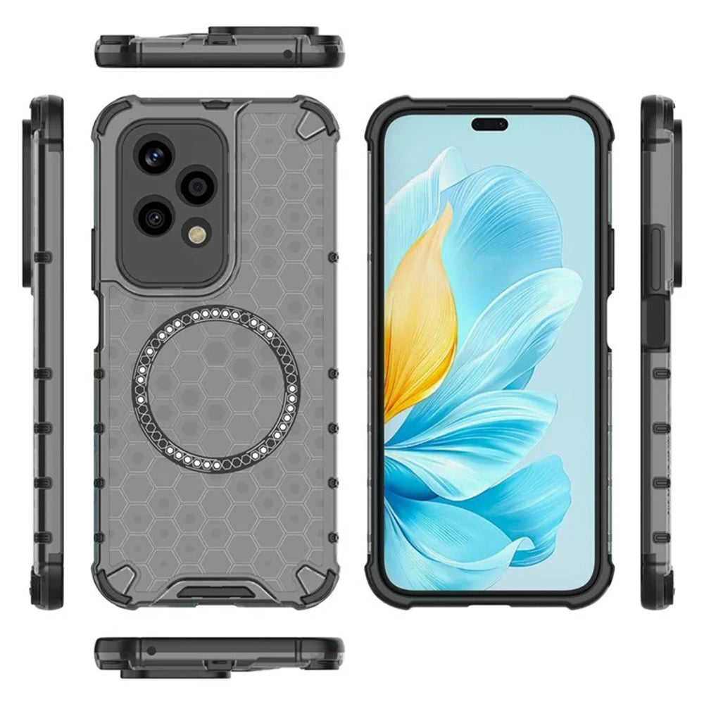 Funda MagSafe para Honor 200 Lite, Techsuit, HoneyComb Shield, Negra