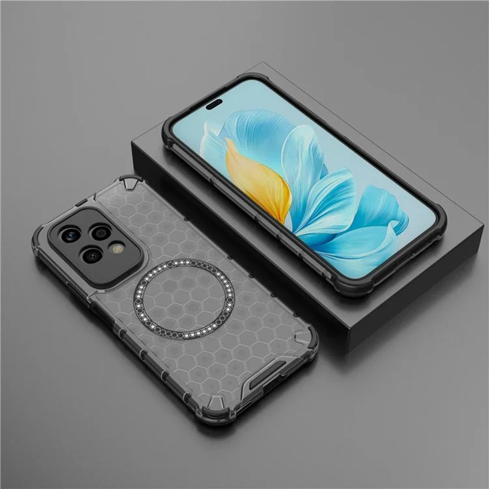 Funda MagSafe para Honor 200 Lite, Techsuit, HoneyComb Shield, Negra