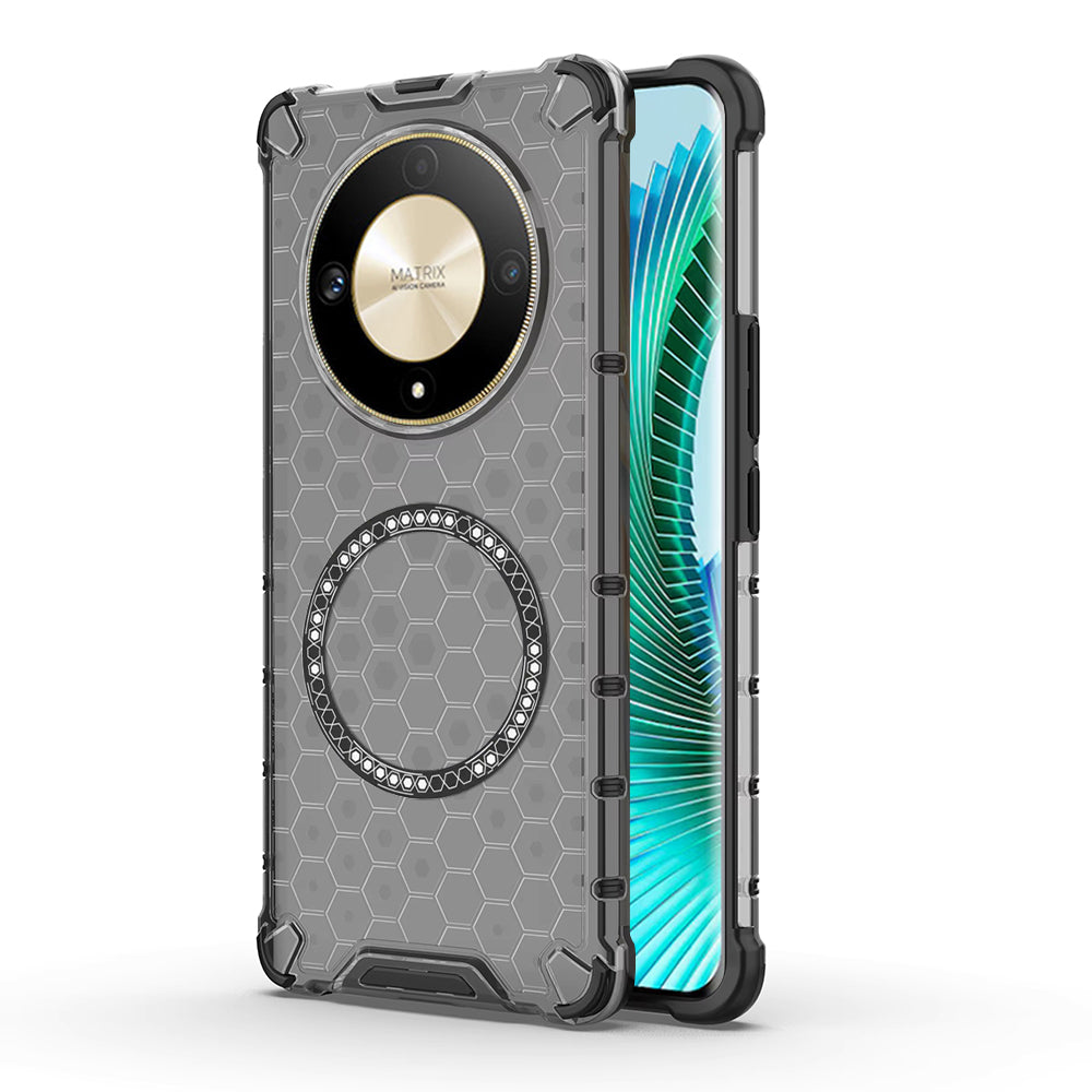 Funda MagSafe para Honor Magic6 Lite, Techsuit, HoneyComb Shield, Negra