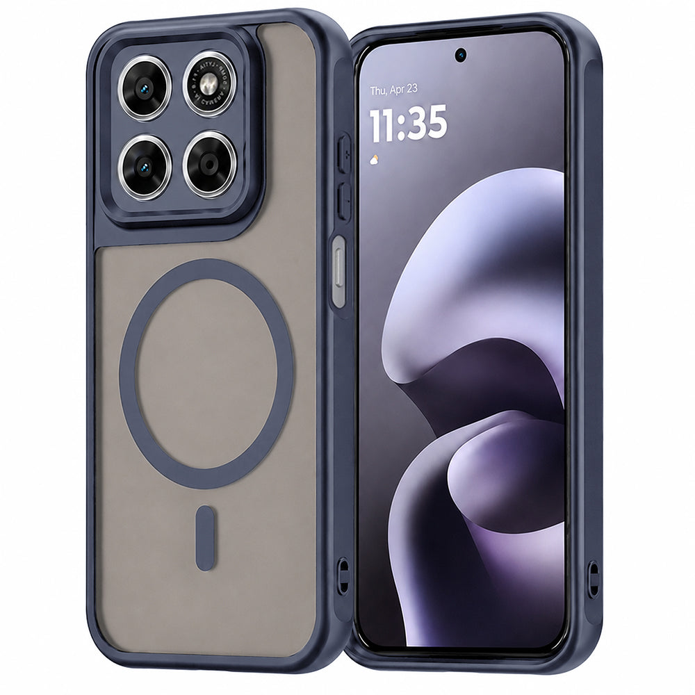 Funda MagSafe para Motorola Moto G87 / G77 / G67, Techsuit, HaloFrost II, Azul Marino