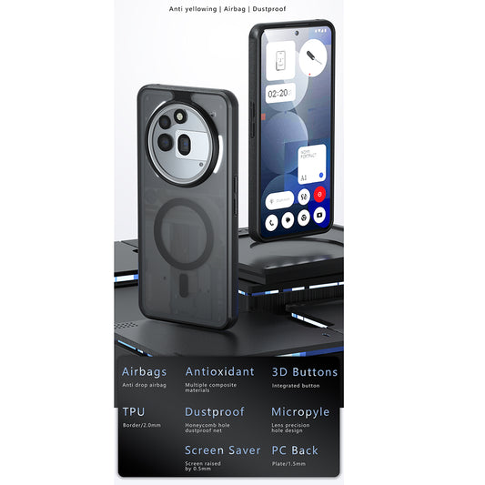 Funda MagSafe para Nothing Phone (3a) Pro, Techsuit, PureFrost, Negra