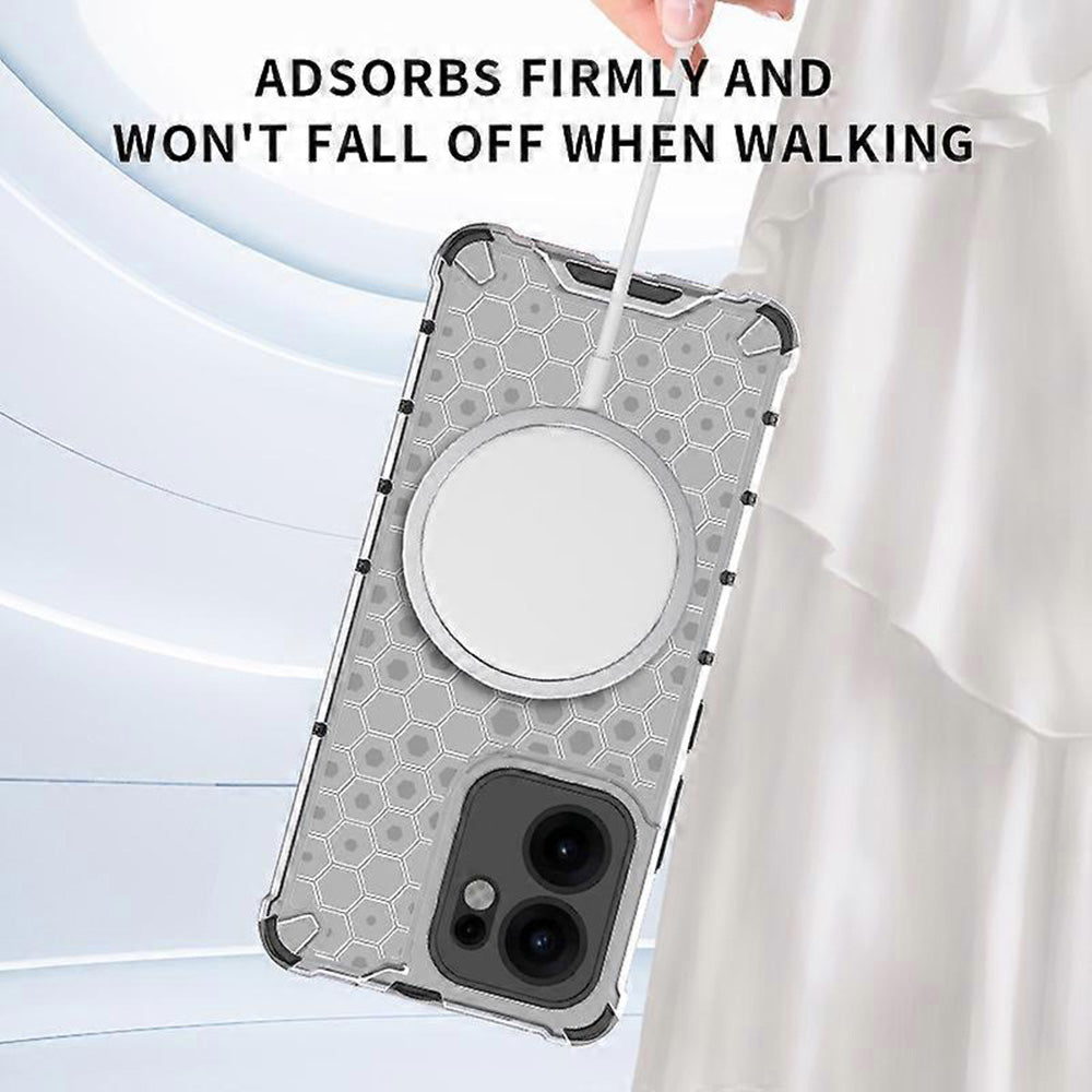 Funda MagSafe para Oppo Reno13 FS 5G / Reno13 F 4G / Reno13 F, Techsuit, HoneyComb Shield, Blanca