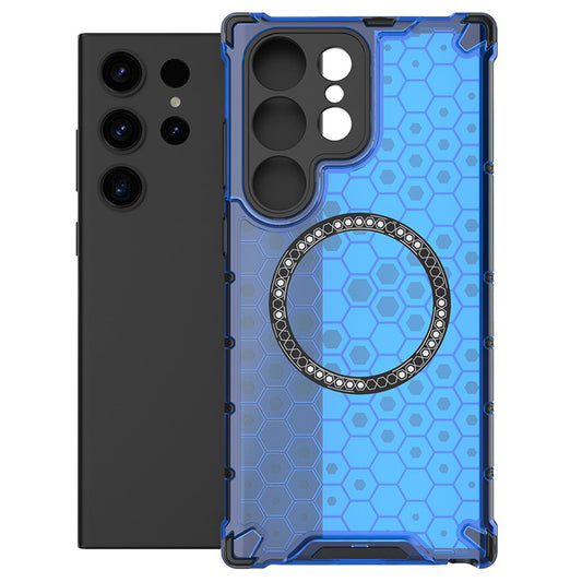 Funda MagSafe para Samsung Galaxy S25 Ultra S938, Techsuit, HoneyComb Shield, Azul