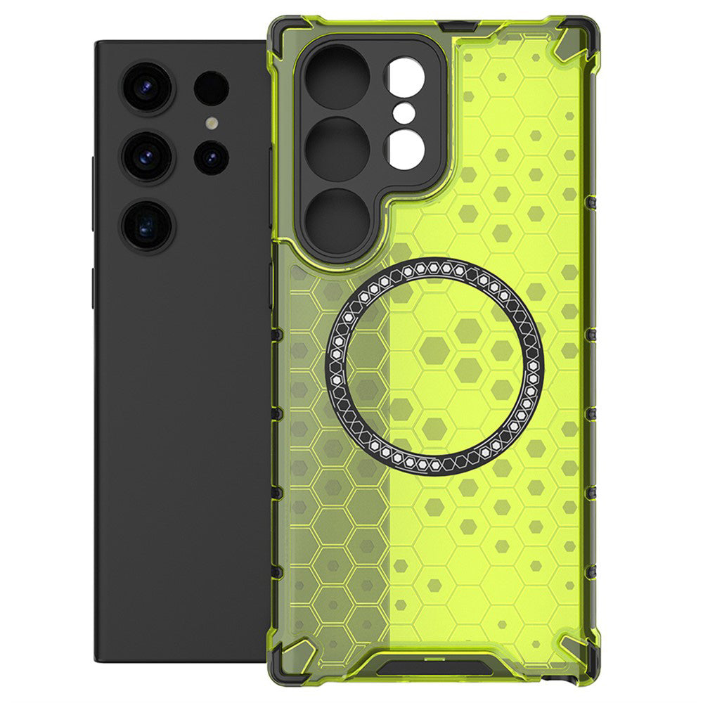 Funda MagSafe para Samsung Galaxy S25 Ultra S938, Techsuit, HoneyComb Shield, Verde