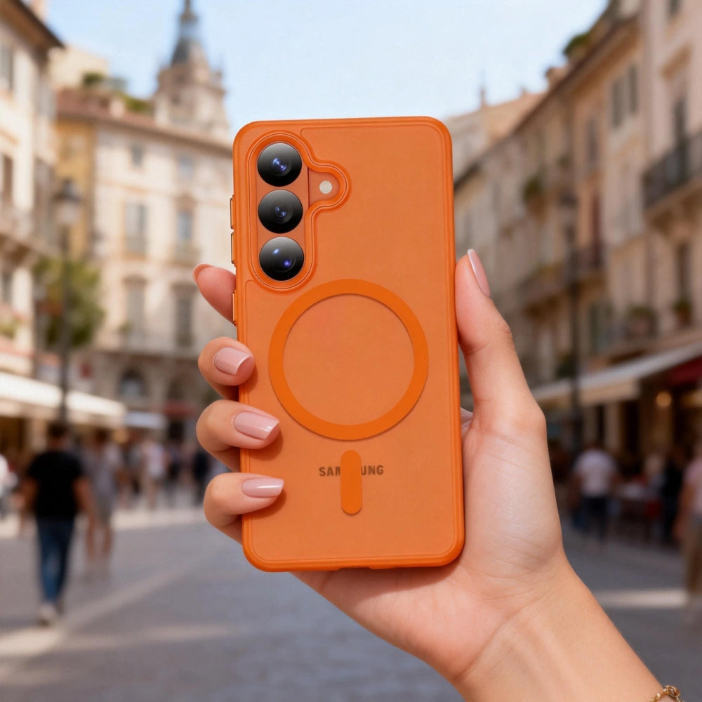 Funda MagSafe para Samsung Galaxy S26 S942, Tech-Protect, Magmat, Naranja Mate