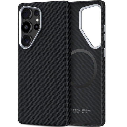 Funda MagSafe para Samsung Galaxy S25 Ultra S938, Tech-Protect, Ion Carbon, Negra