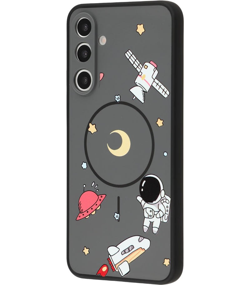 Funda MagSafe para Samsung Galaxy A16 5G A166 / A16 4G A165, OEM, Astronauta de dibujos animados, Negra