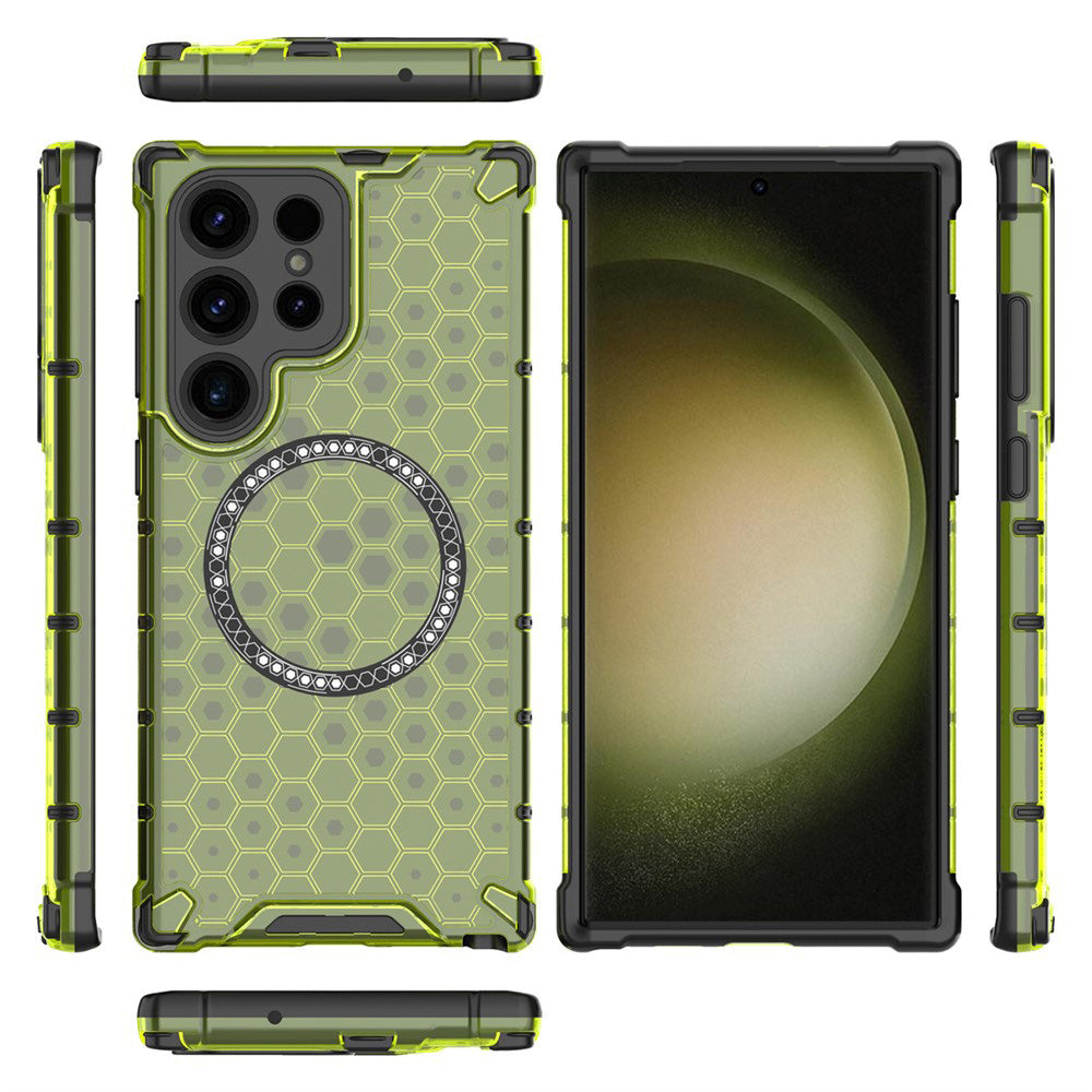 Funda MagSafe para Samsung Galaxy S25 Ultra S938, Techsuit, HoneyComb Shield, Verde