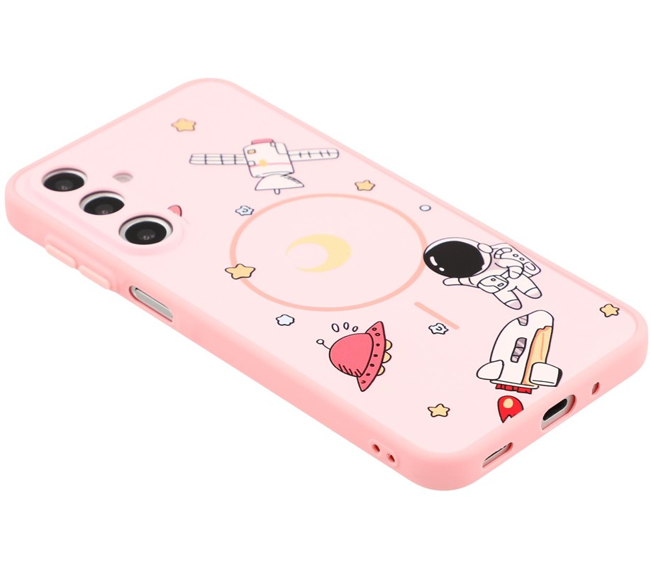Funda MagSafe para Samsung Galaxy S26 Ultra S948, OEM, Astronauta de dibujos animados, Rosa