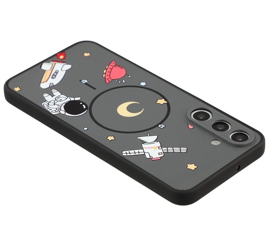 Funda MagSafe para Samsung Galaxy S26 Ultra S948, OEM, Astronauta de dibujos animados, Gris