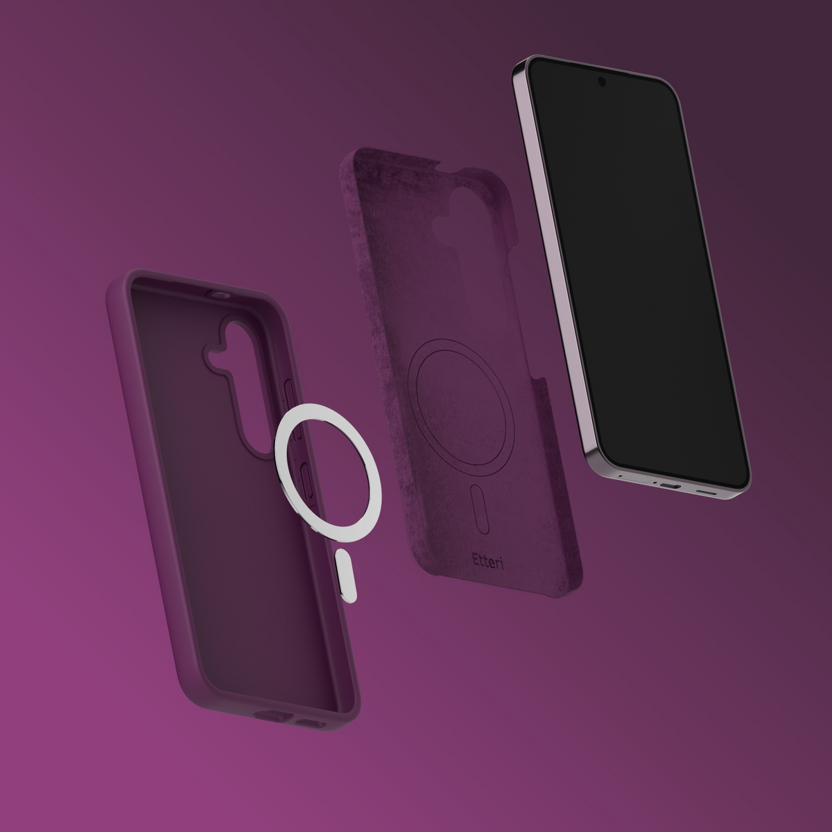 Funda MagSafe para Samsung Galaxy A57 5G, Etteri, Silicone Mag, Vino