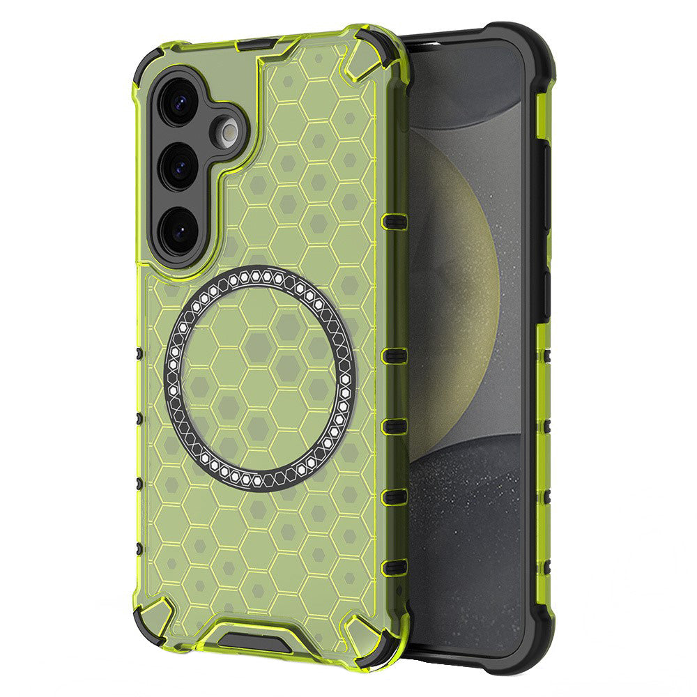 Funda MagSafe para Samsung Galaxy S25 S931, Techsuit, HoneyComb Shield, Verde