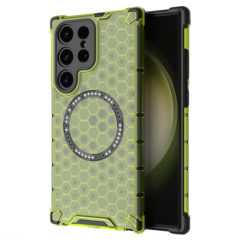 Funda MagSafe para Samsung Galaxy S25 Ultra S938, Techsuit, HoneyComb Shield, Verde