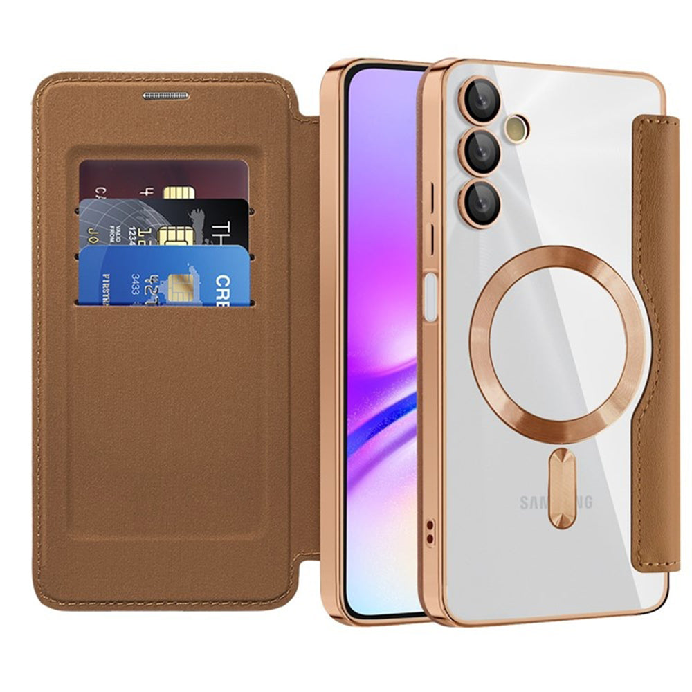 Funda MagSafe para Samsung Galaxy A05s A057, Techsuit, SmartMag Book, Marrón