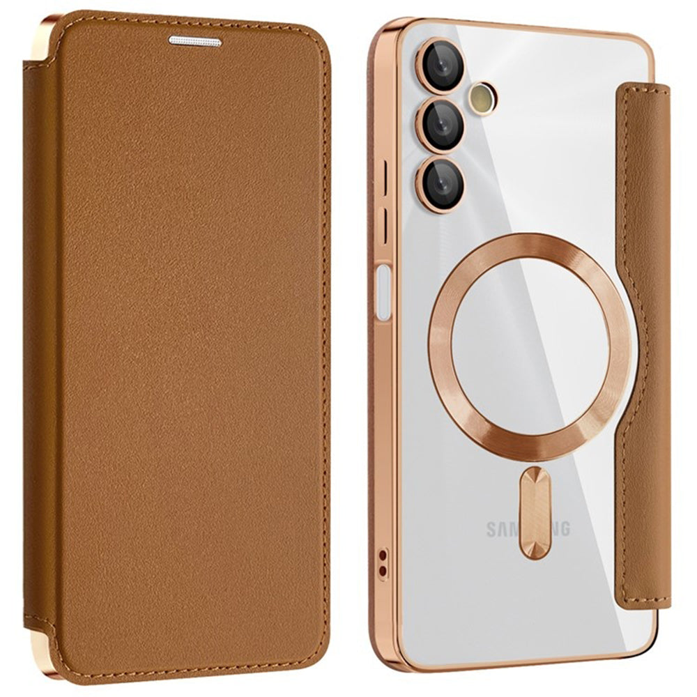 Funda MagSafe para Samsung Galaxy A05s A057, Techsuit, SmartMag Book, Marrón