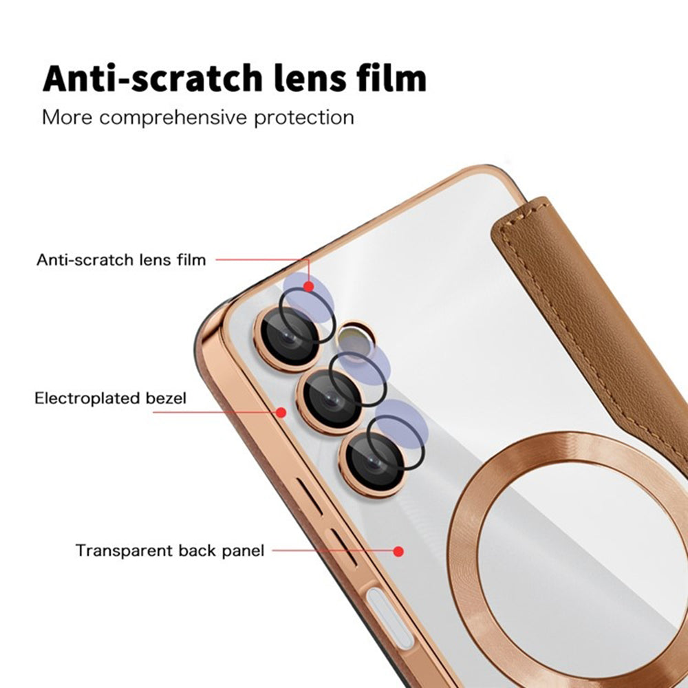 Funda MagSafe para Samsung Galaxy A05s A057, Techsuit, SmartMag Book, Marrón