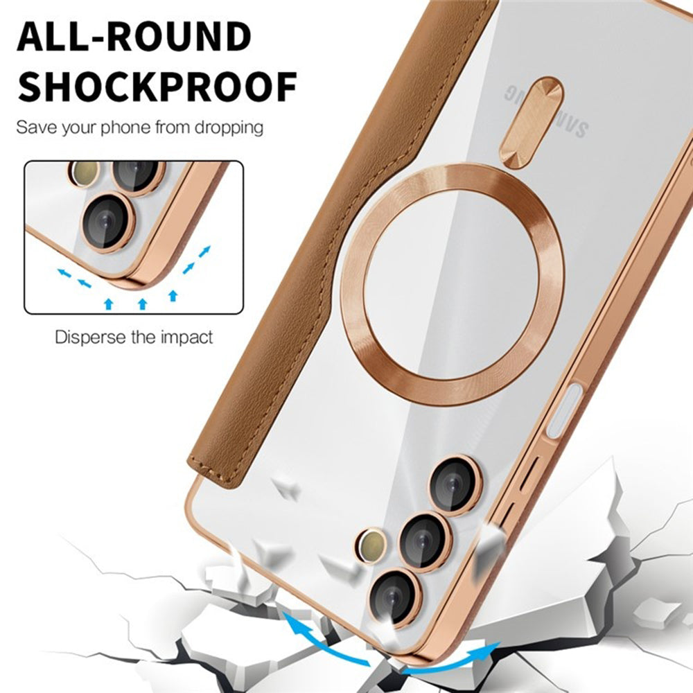 Funda MagSafe para Samsung Galaxy A05s A057, Techsuit, SmartMag Book, Marrón