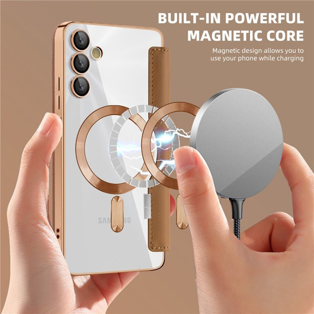 Funda MagSafe para Samsung Galaxy A05s A057, Techsuit, SmartMag Book, Marrón