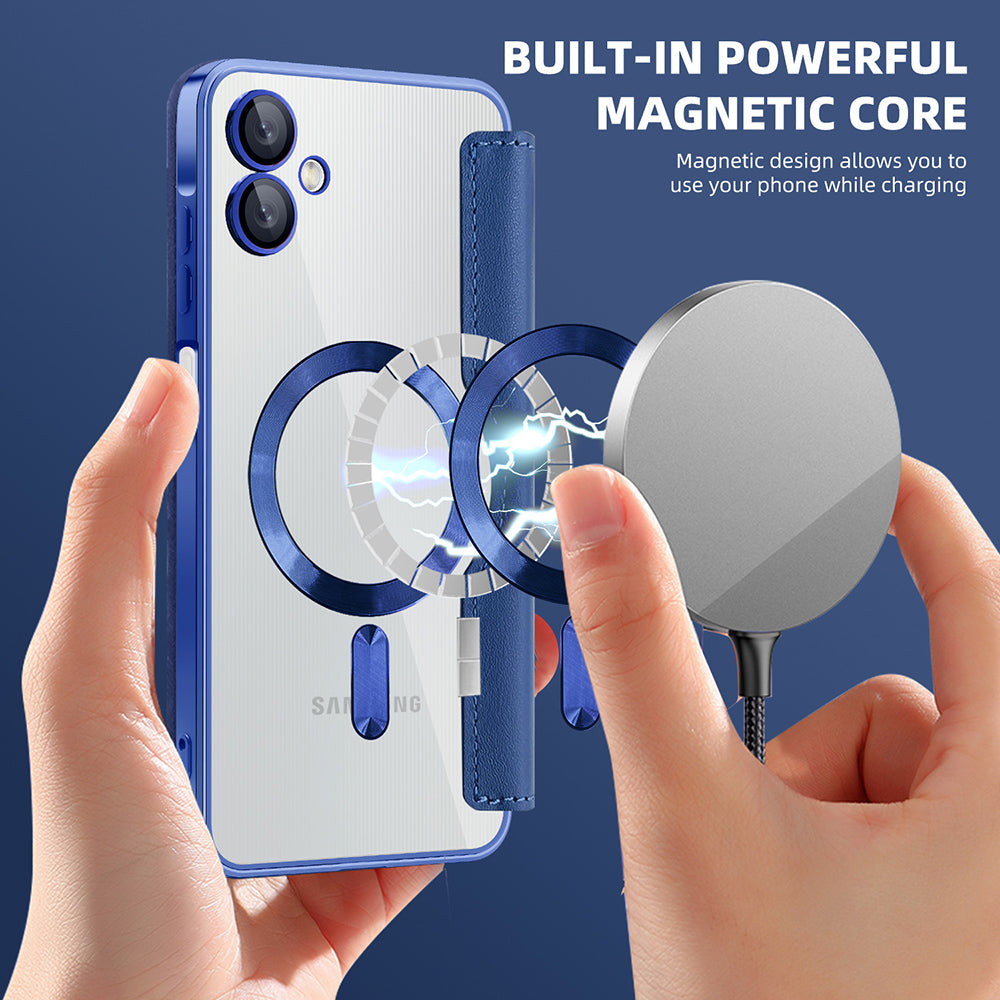 Funda MagSafe para Samsung Galaxy A06 A065, Techsuit, SmartMag Book, Azul