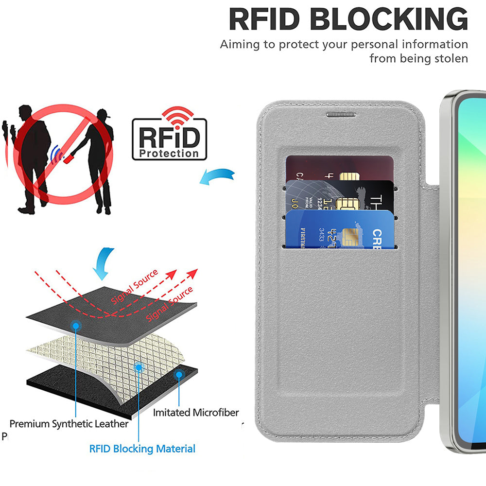 Funda MagSafe para Samsung Galaxy A06 A065, Techsuit, SmartMag Book, Gris
