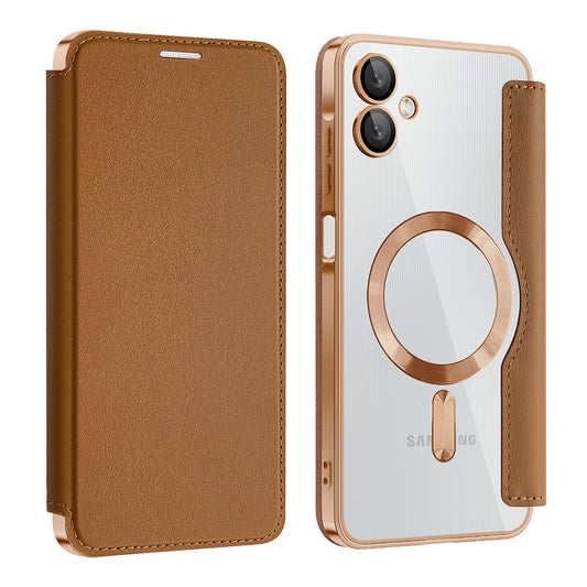 Funda MagSafe para Samsung Galaxy A06 A065, Techsuit, SmartMag Book, Marrón
