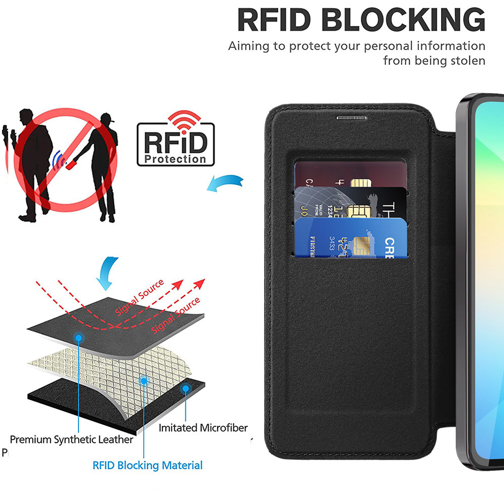 Funda MagSafe para Samsung Galaxy A06 A065, Techsuit, SmartMag Book, Negra