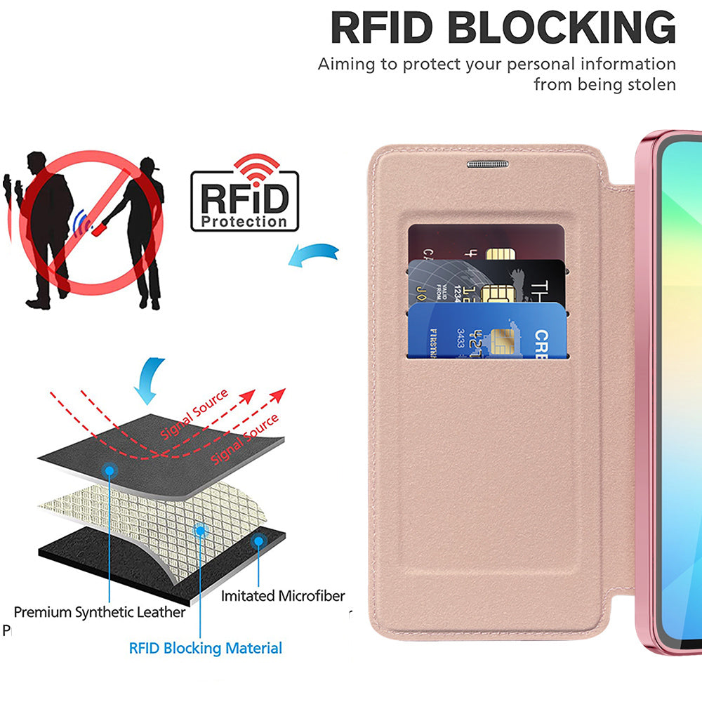 Funda MagSafe para Samsung Galaxy A06 A065, Techsuit, SmartMag Book, Rosa