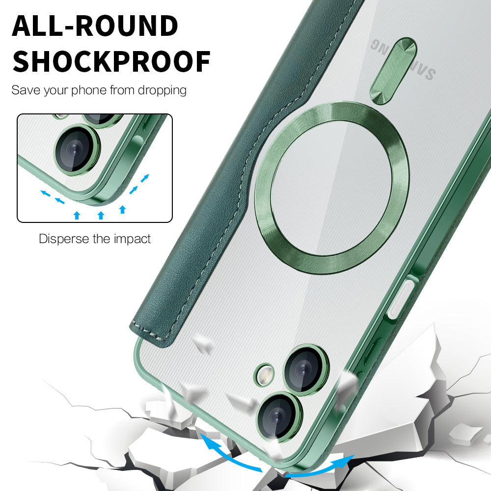 Funda MagSafe para Samsung Galaxy A06 A065, Techsuit, SmartMag Book, Verde