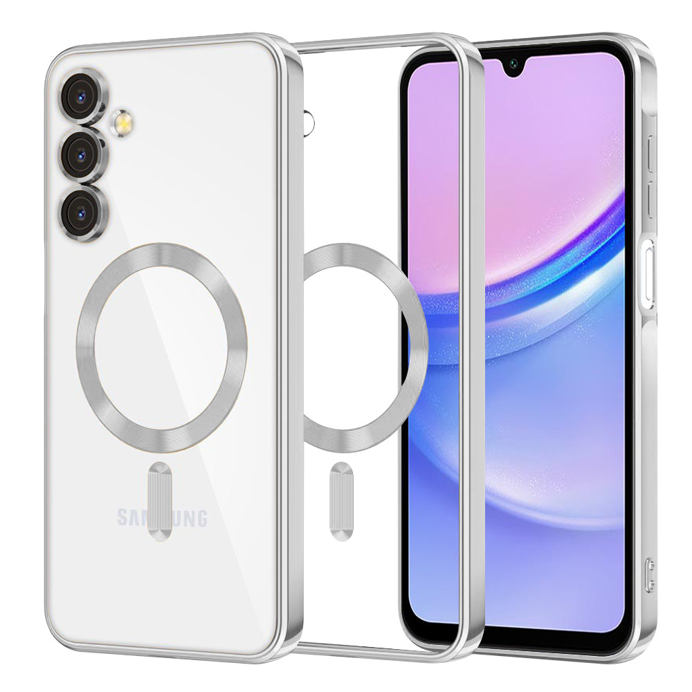 Funda MagSafe para Samsung Galaxy A15 5G A156 / A15 A155, Techsuit, Luxury Crystal, Plateada