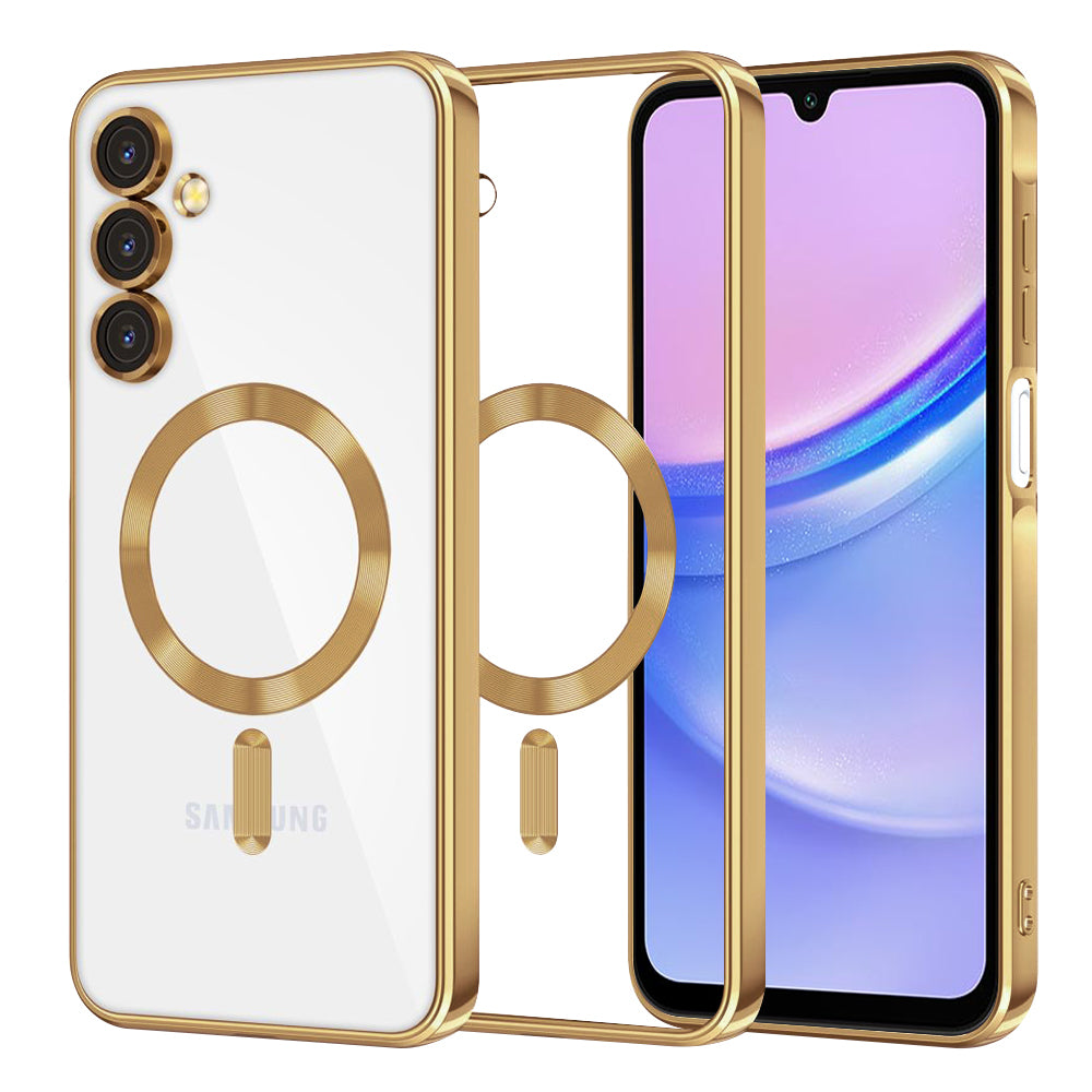 Funda MagSafe para Samsung Galaxy A15 5G A156 / A15 A155, Techsuit, Luxury Crystal, Dorada