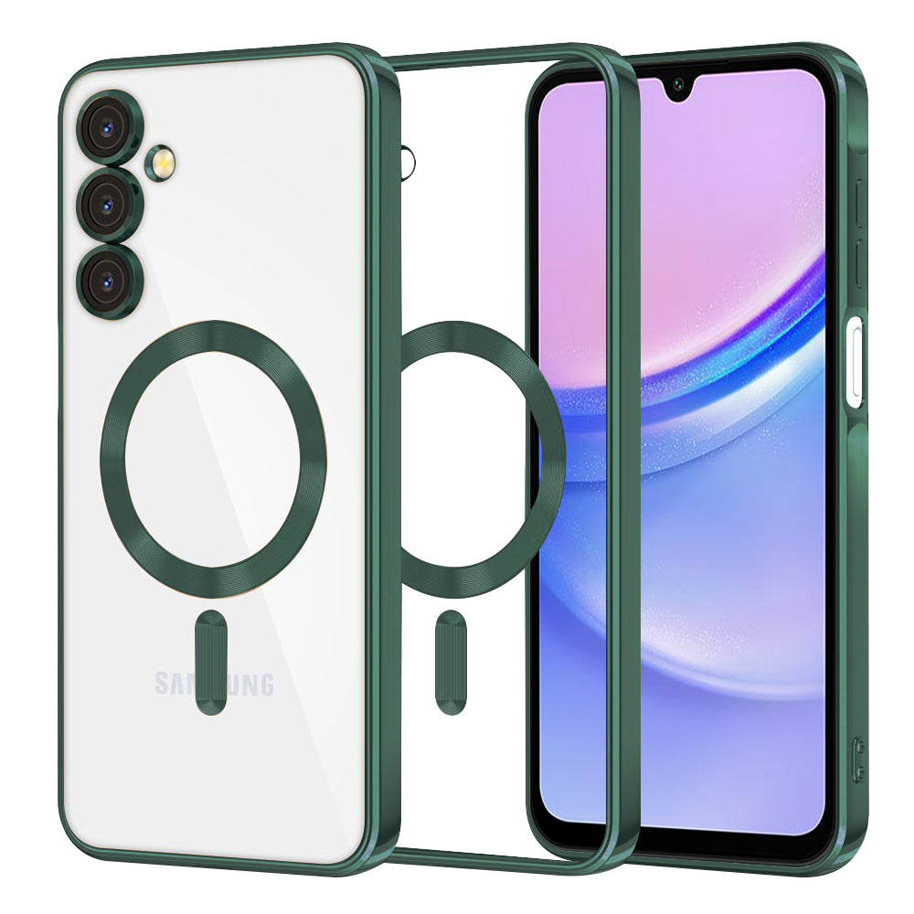 Funda MagSafe para Samsung Galaxy A15 5G A156 / A15 A155, Techsuit, Luxury Crystal, Verde Oscuro