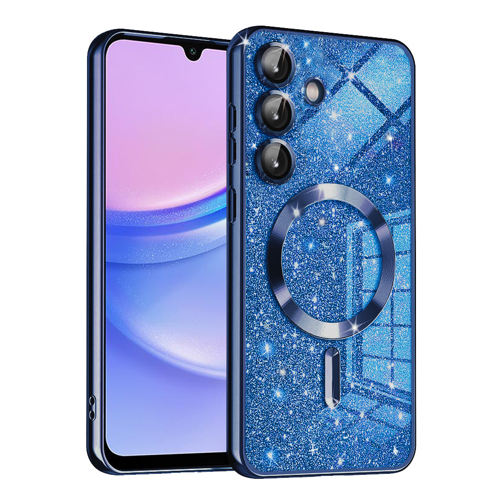 Funda MagSafe para Samsung Galaxy A15 5G A156 / A15 A155, Techsuit, Luxury Glitter, Azul Oscuro
